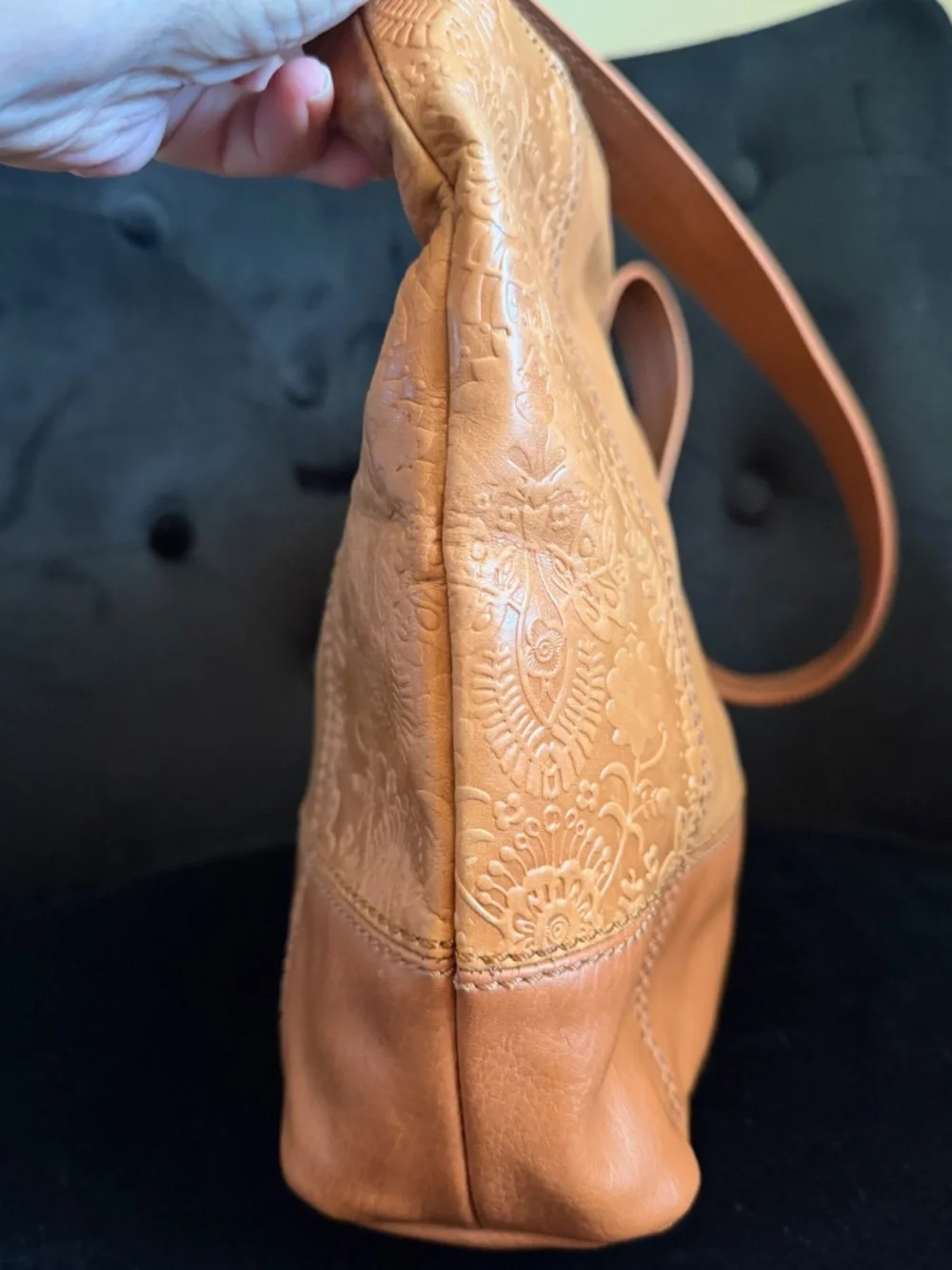 The Sak Tan Leather De Young Hobo Tobacco Floral